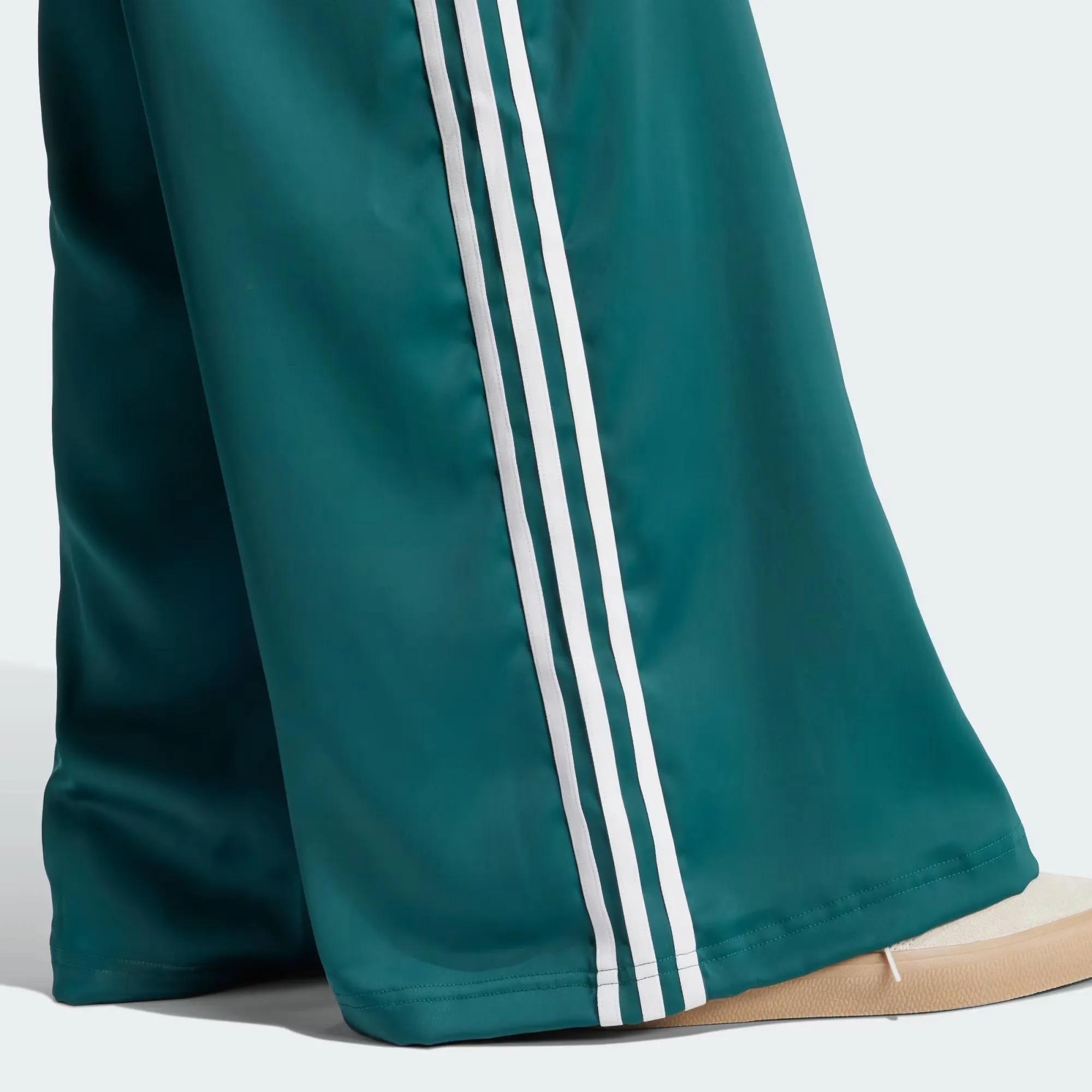 Adidas Originals | SATIN WIDE LEG TRACK PANTS  { GREEN