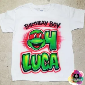 Airbrush Birthday Boy Ninja Turtle Shirt Design