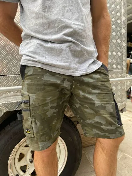 Bisley Flex & Move Stretch Canvas Camo Cargo Short - Green (BSHC1337-PGRN)