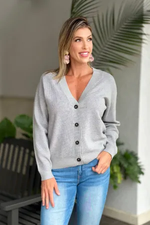 Blissful Comfort Front Button Viscose Cardigan-H. Grey