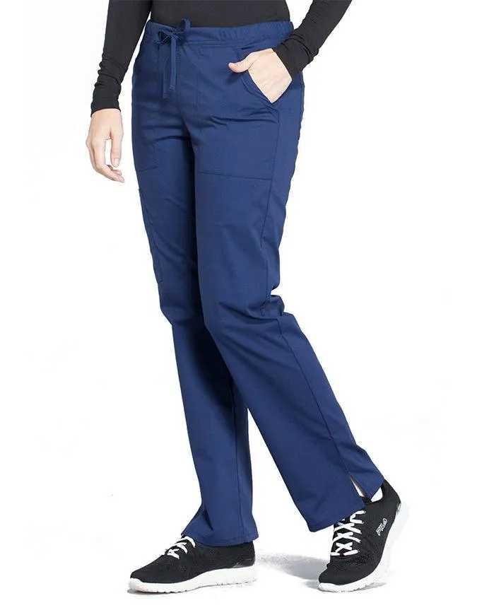 Cherokee Workwear Professionals Women's Drawstring Mid Rise Straight Leg Tall Pant