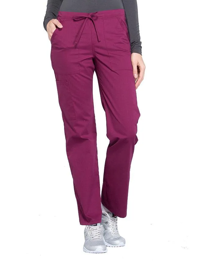 Cherokee Workwear Professionals Women's Drawstring Mid Rise Straight Leg Tall Pant