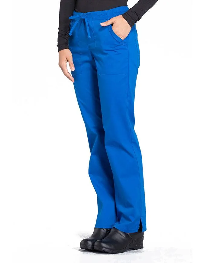 Cherokee Workwear Professionals Women's Drawstring Mid Rise Straight Leg Tall Pant