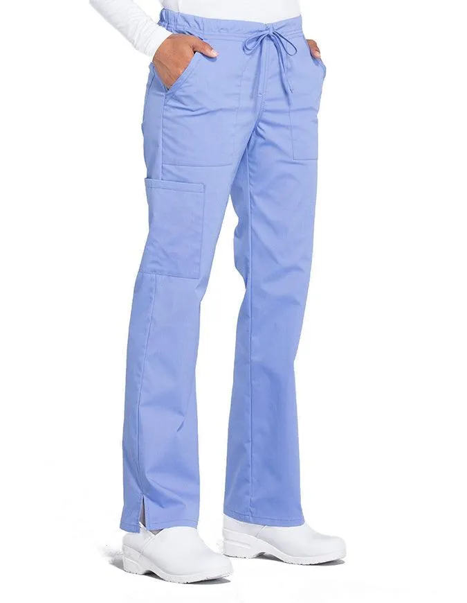 Cherokee Workwear Professionals Women's Drawstring Mid Rise Straight Leg Tall Pant