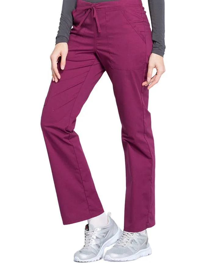 Cherokee Workwear Professionals Women's Drawstring Mid Rise Straight Leg Tall Pant