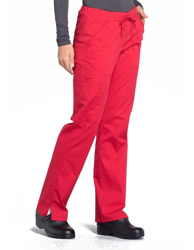 Cherokee Workwear Professionals Women's Drawstring Mid Rise Straight Leg Tall Pant