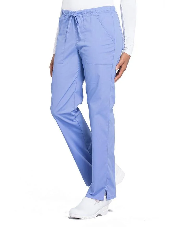 Cherokee Workwear Professionals Women's Drawstring Mid Rise Straight Leg Tall Pant
