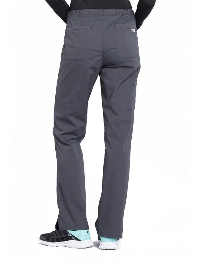 Cherokee Workwear Professionals Women's Drawstring Mid Rise Straight Leg Tall Pant