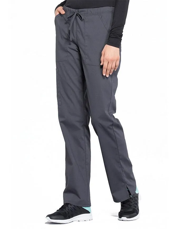 Cherokee Workwear Professionals Women's Drawstring Mid Rise Straight Leg Tall Pant