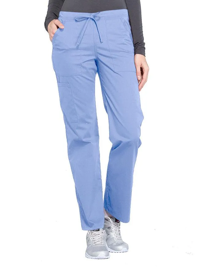 Cherokee Workwear Professionals Women's Drawstring Mid Rise Straight Leg Tall Pant