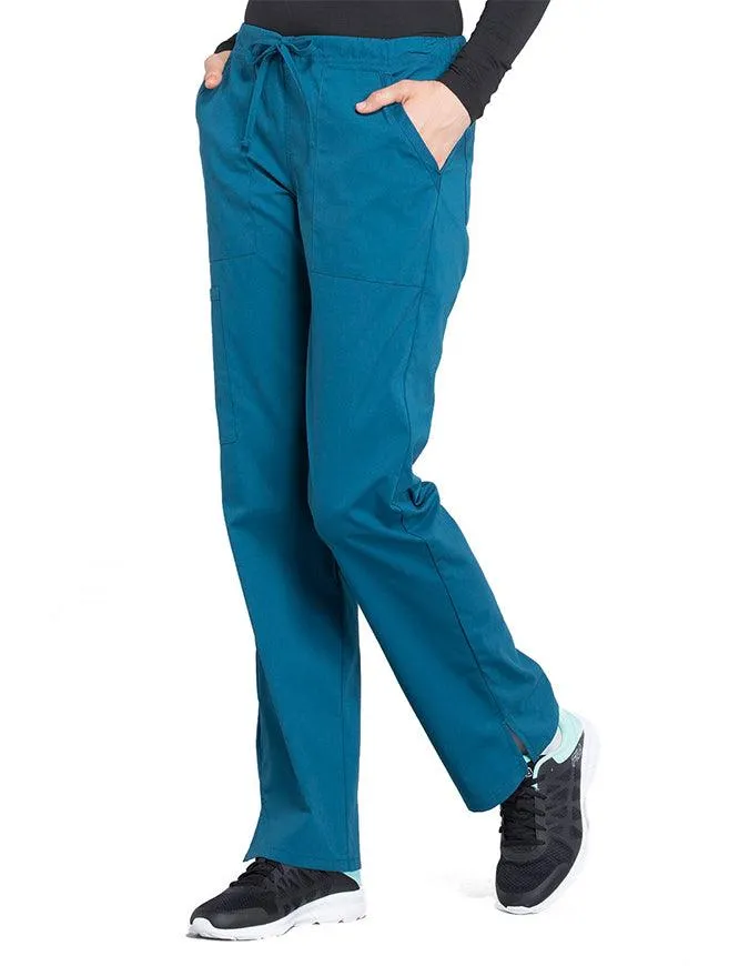Cherokee Workwear Professionals Women's Drawstring Mid Rise Straight Leg Tall Pant