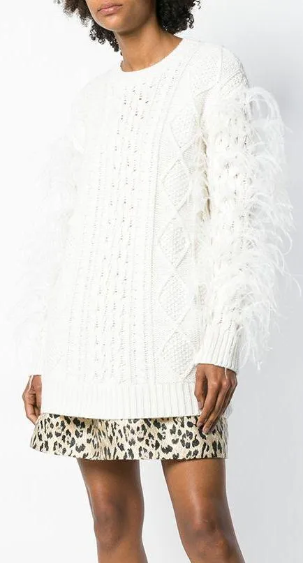 Feather Embellished Sweater