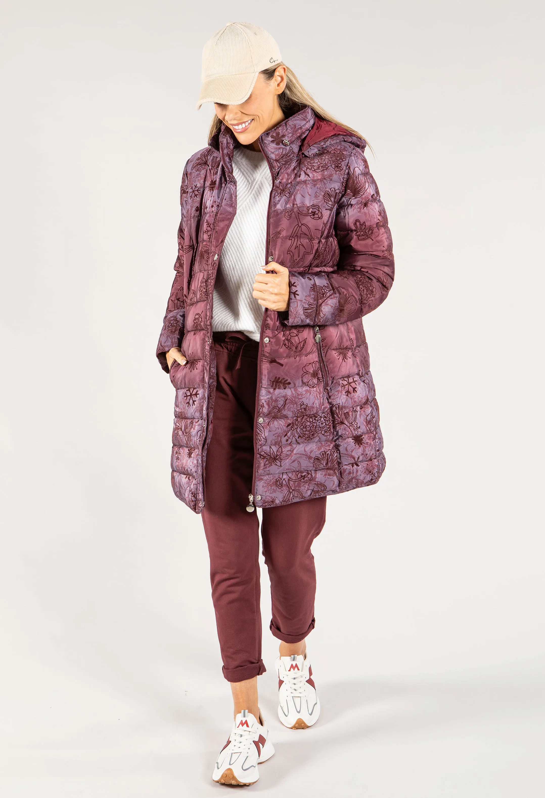 Floral Print Thermal Coat