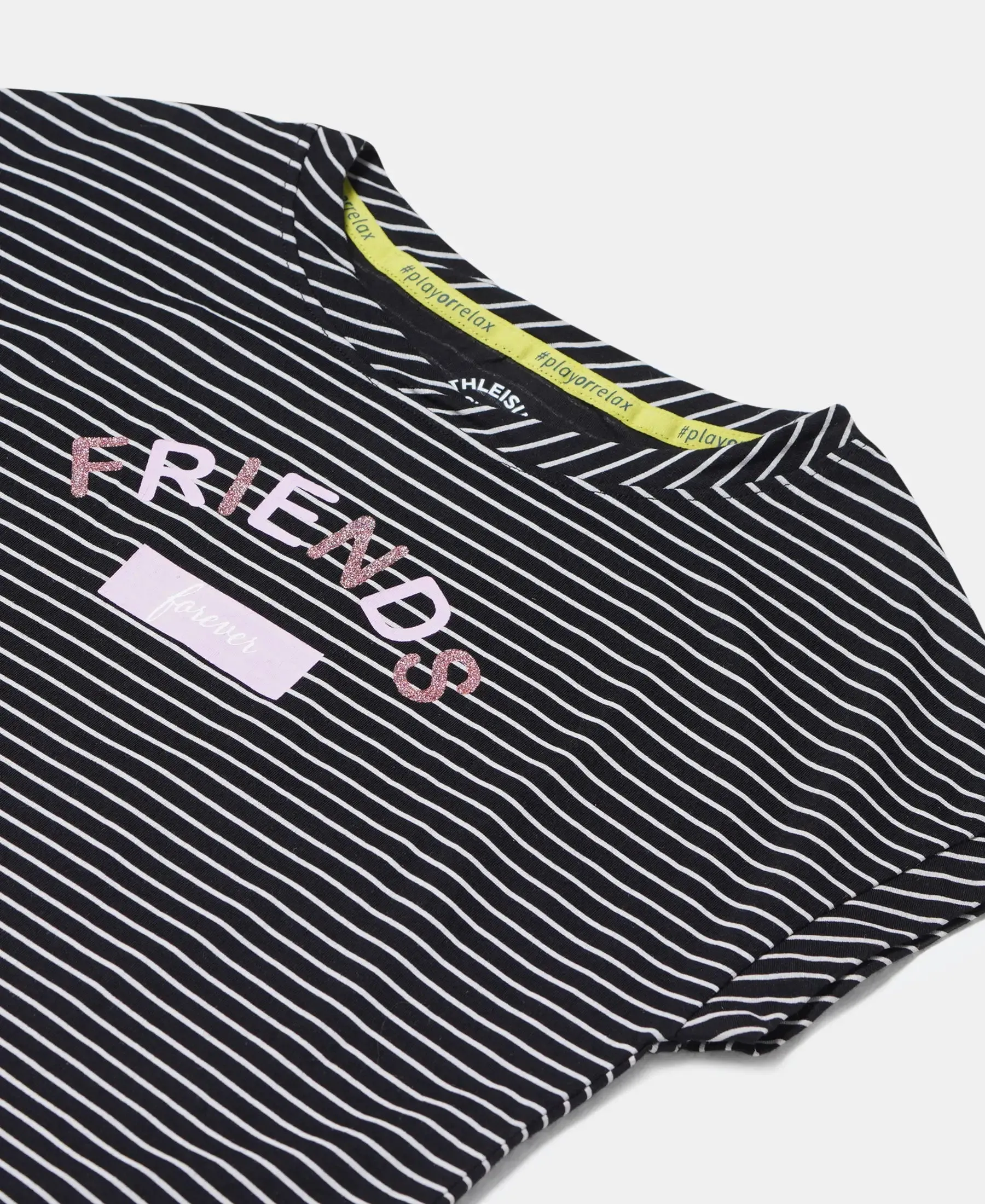 Girl's Super Combed Cotton Printed Short Sleeve T-Shirt - Black Printed