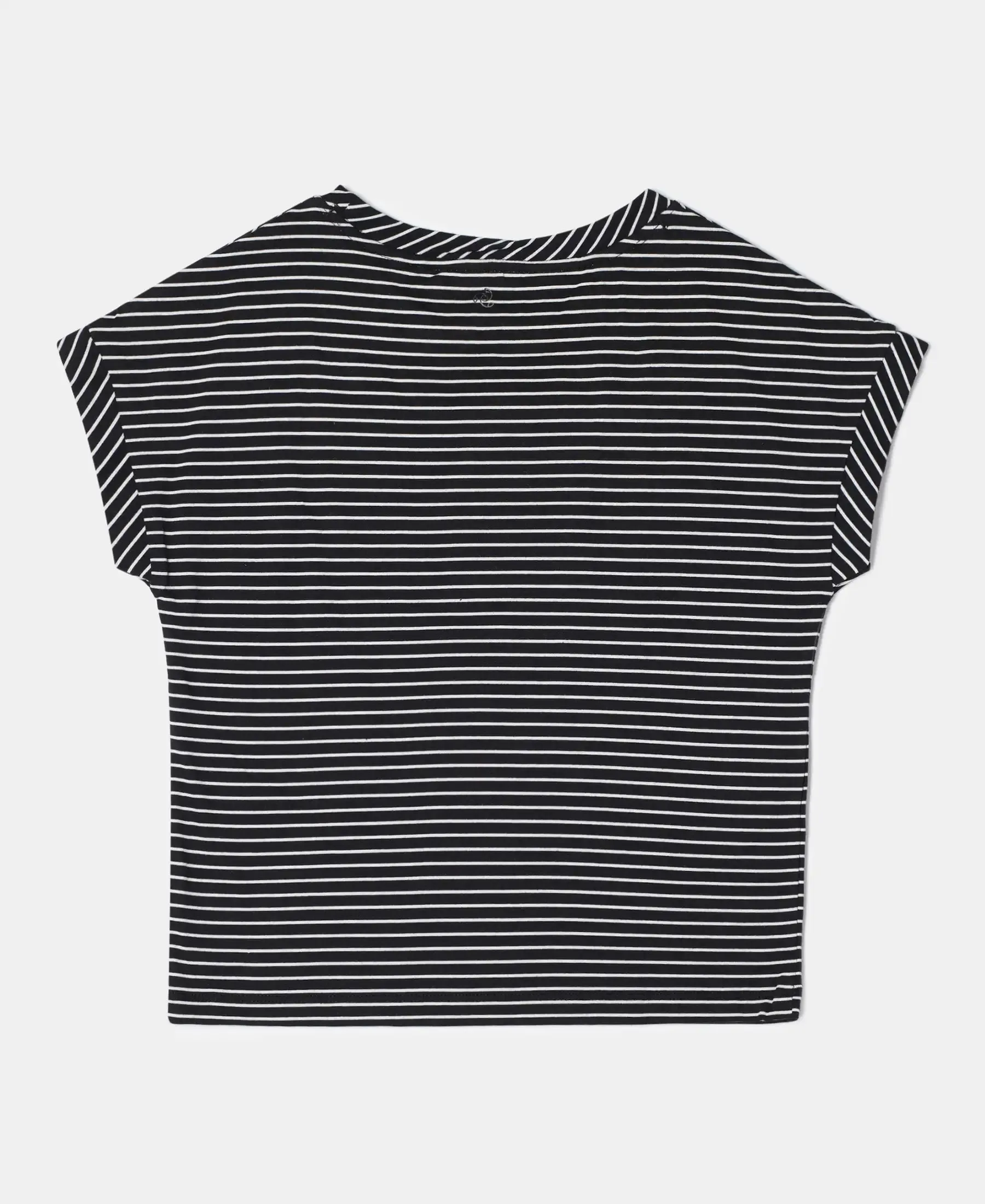 Girl's Super Combed Cotton Printed Short Sleeve T-Shirt - Black Printed