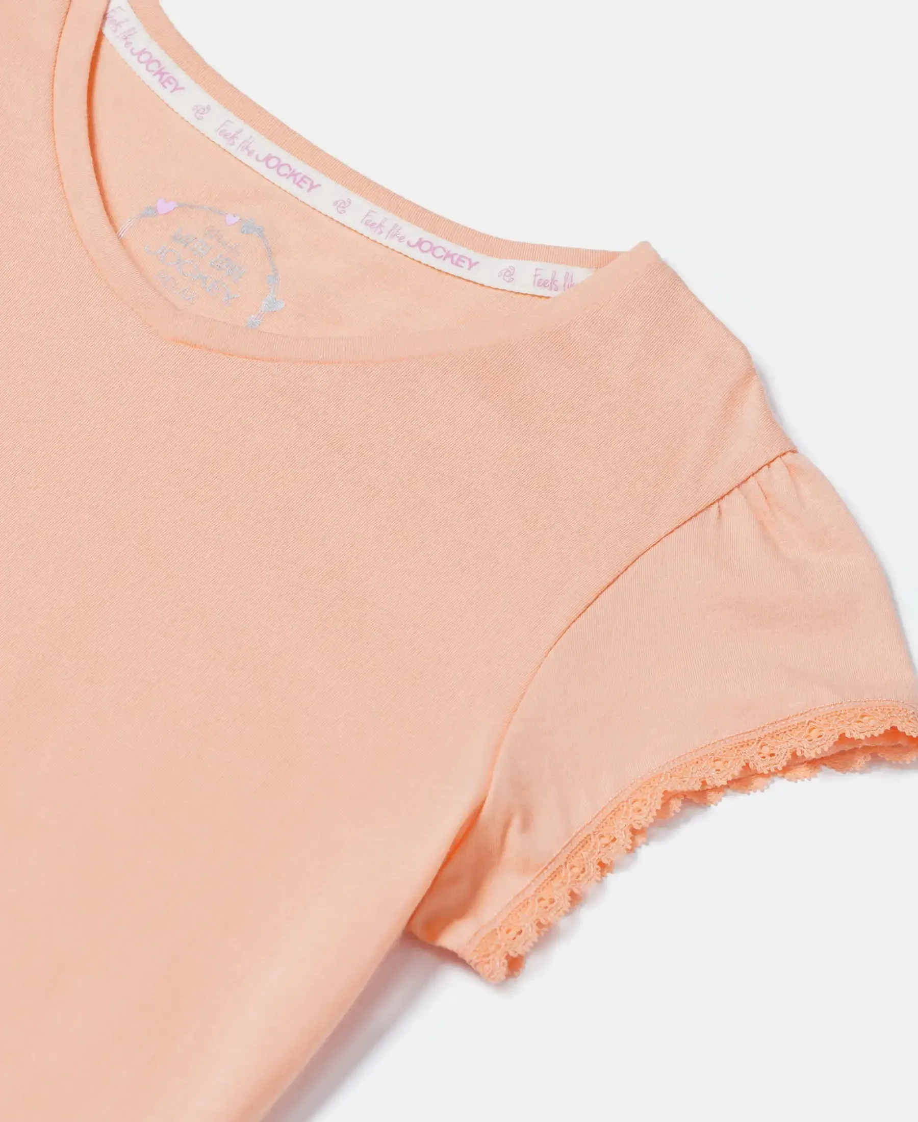 Girl's Super Combed Cotton Solid Short Sleeve T-Shirt - Coral Reef