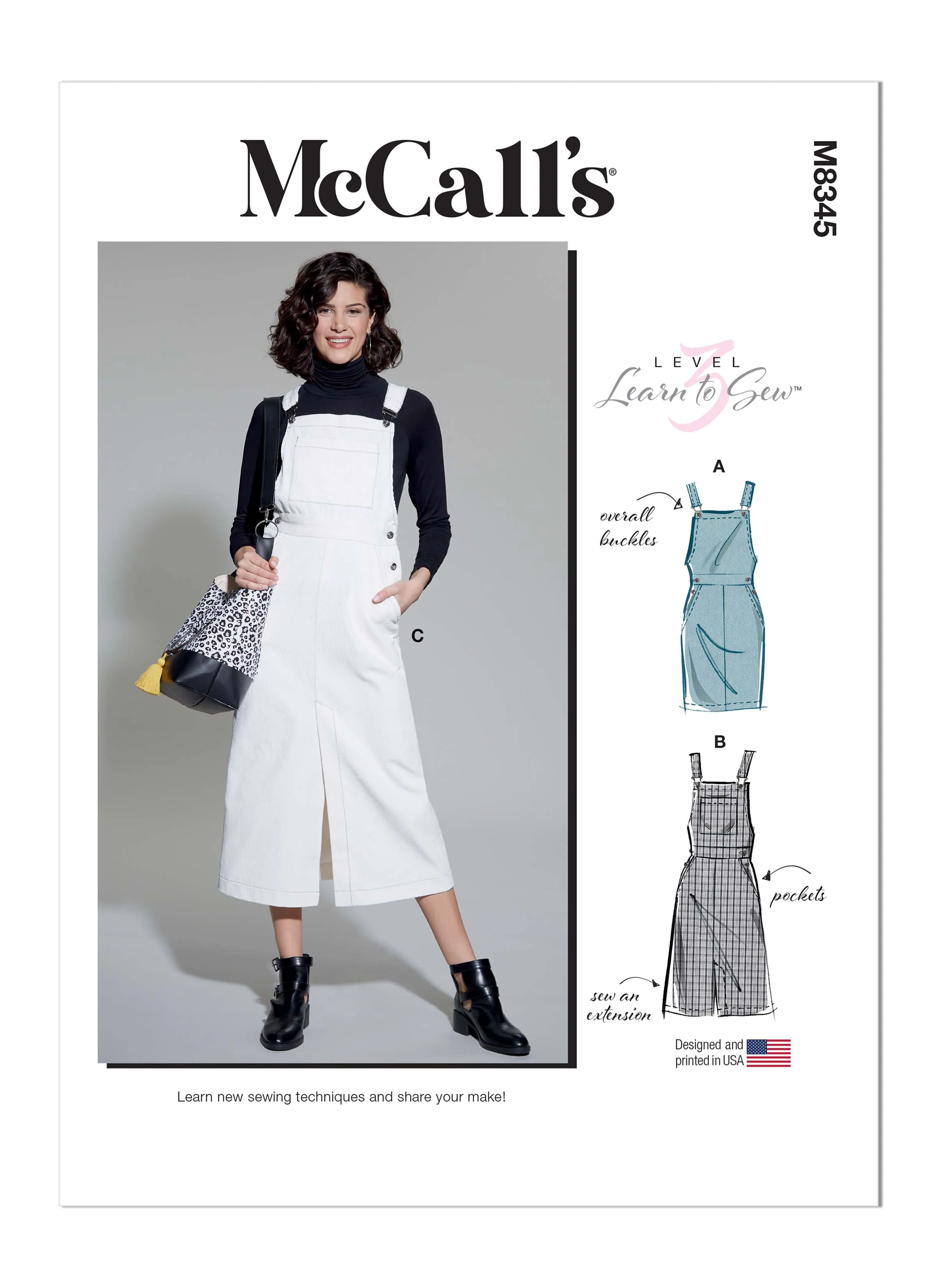 McCall's Pattern M8345 Misses' Skirt Overalls