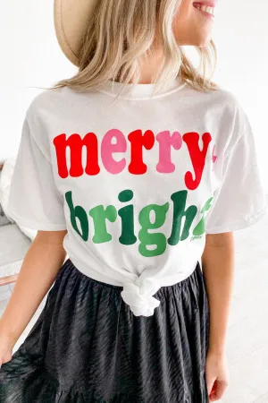 Merry & Bright White Graphic Tee