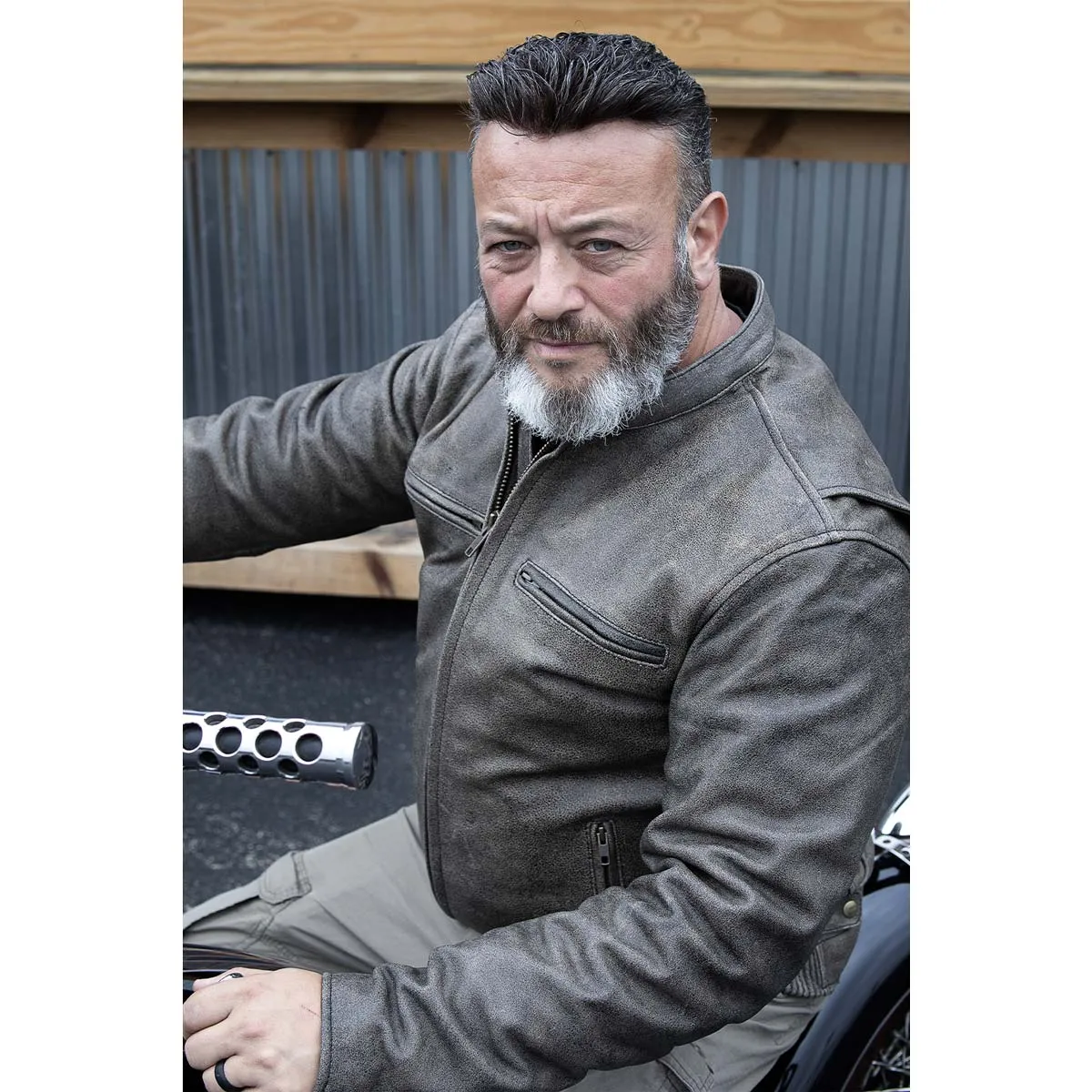 Milwaukee Leather MLM1503 Men's Distressed Brown Racer Motorcycle