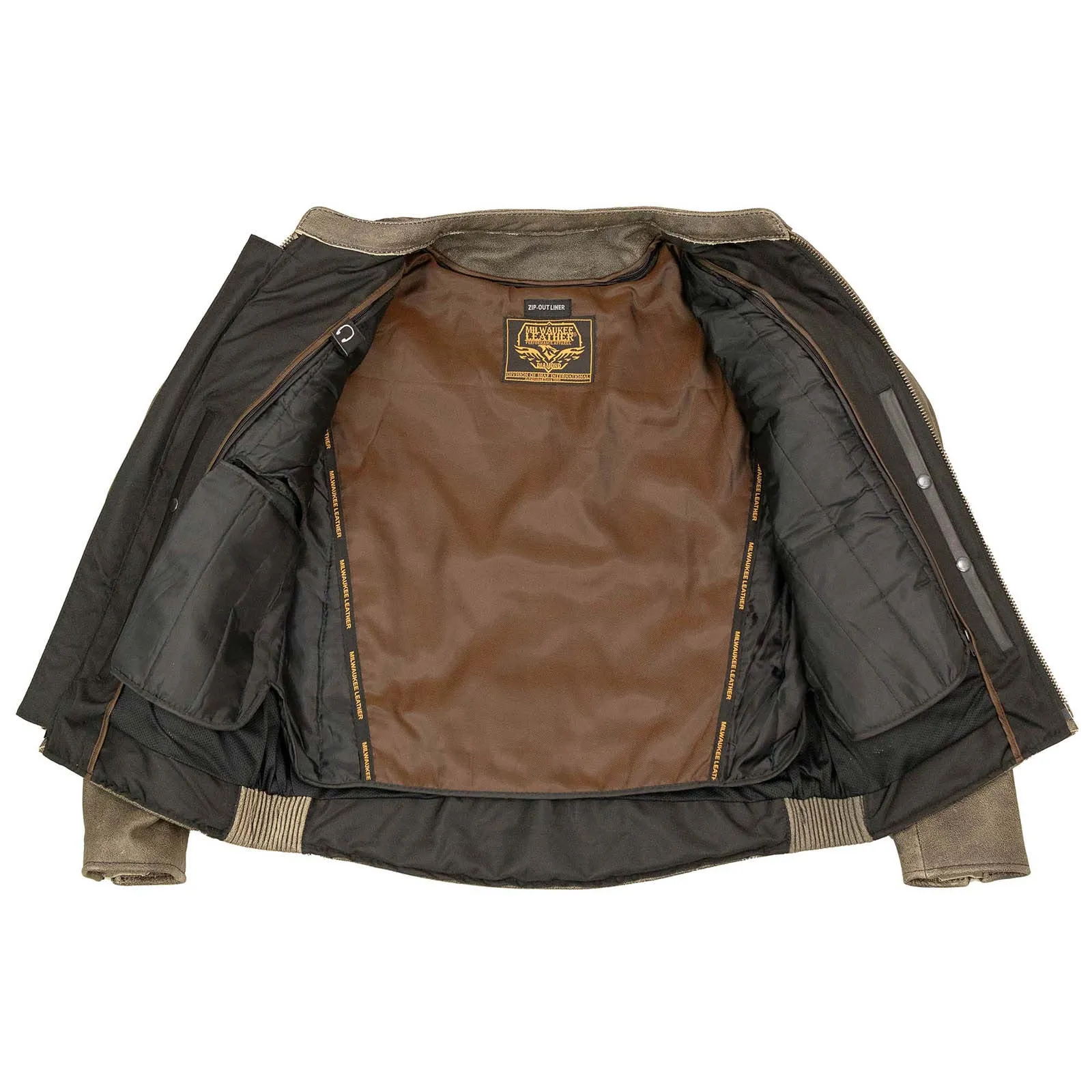 Milwaukee Leather MLM1503 Men's Distressed Brown Racer Motorcycle