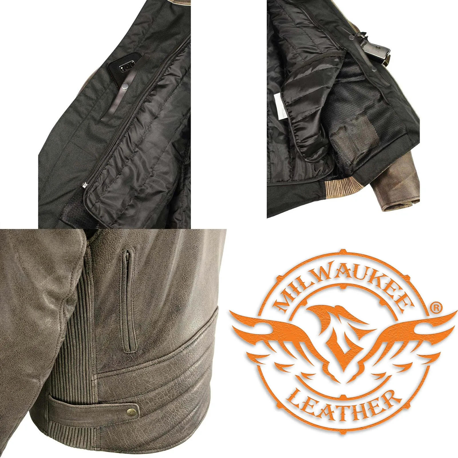 Milwaukee Leather MLM1503 Men's Distressed Brown Racer Motorcycle