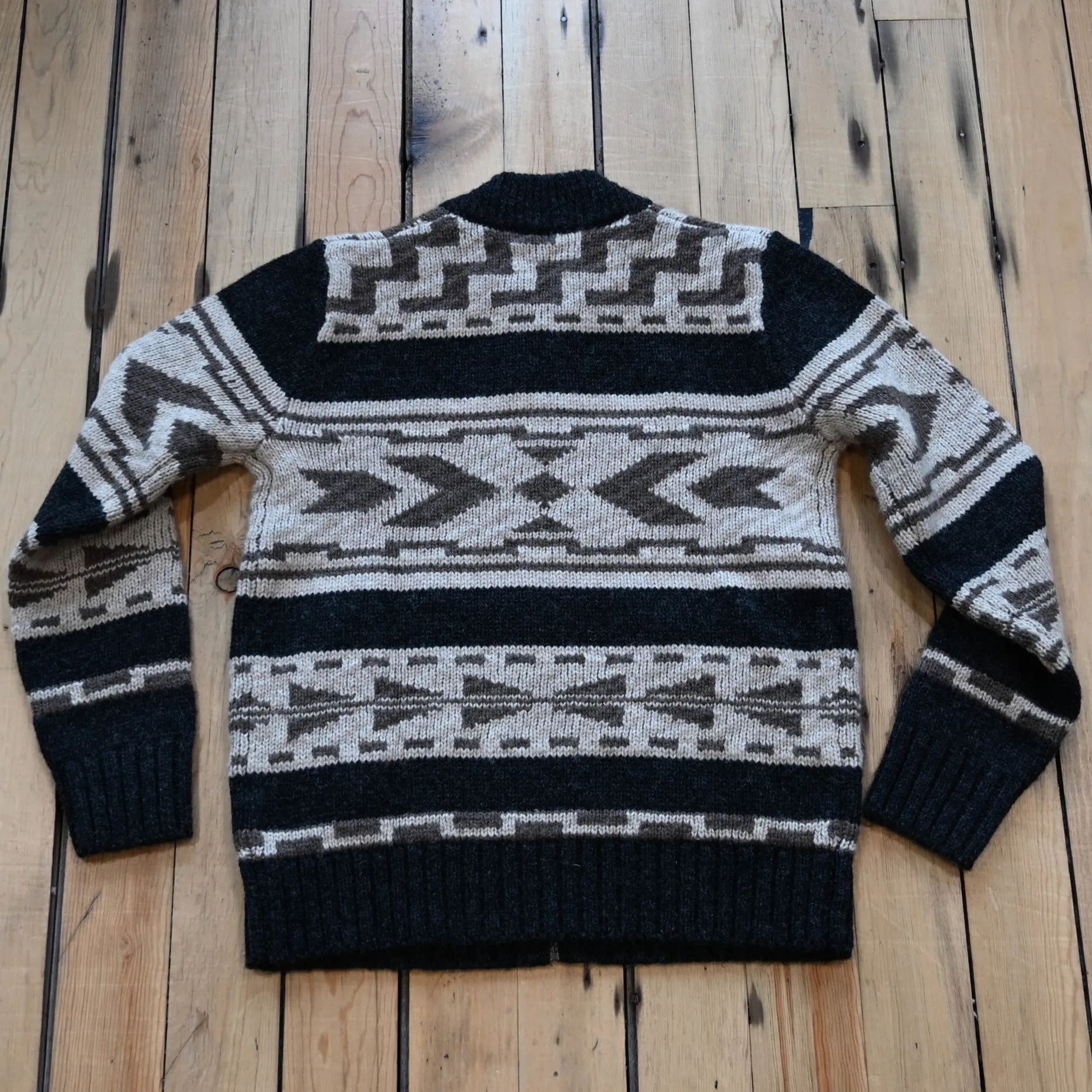 Pendleton Graphic Shetland Zip Sweater Oxford Grey Multi