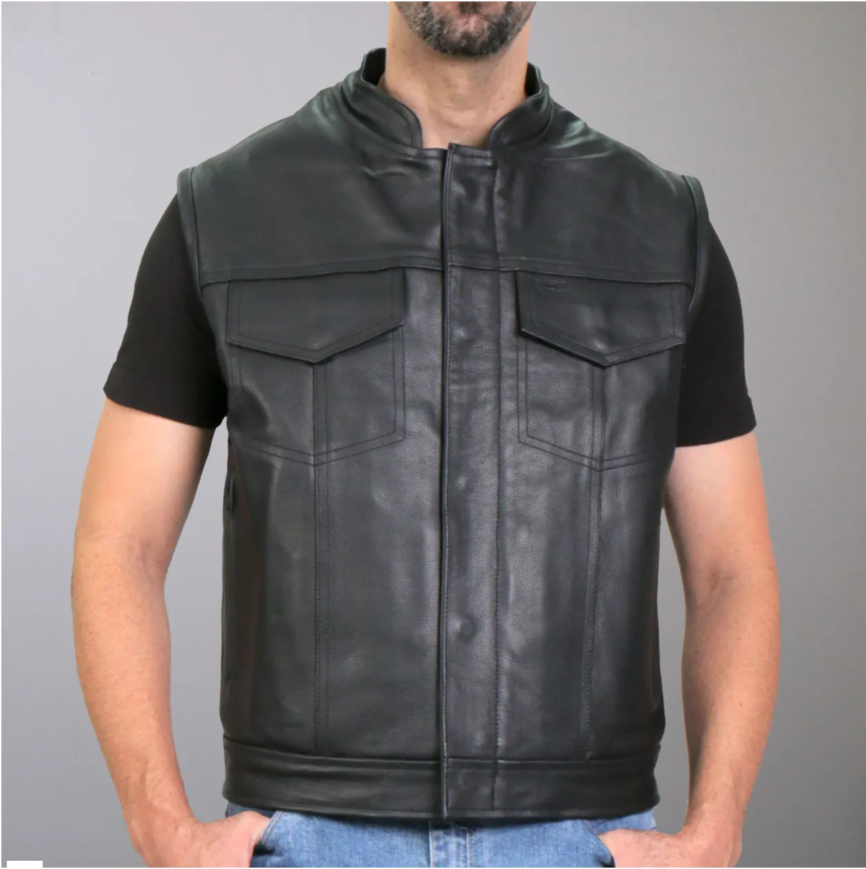 Red Flannel Lined Club Style Leather Waistcoat / Cut by Hot Leathers