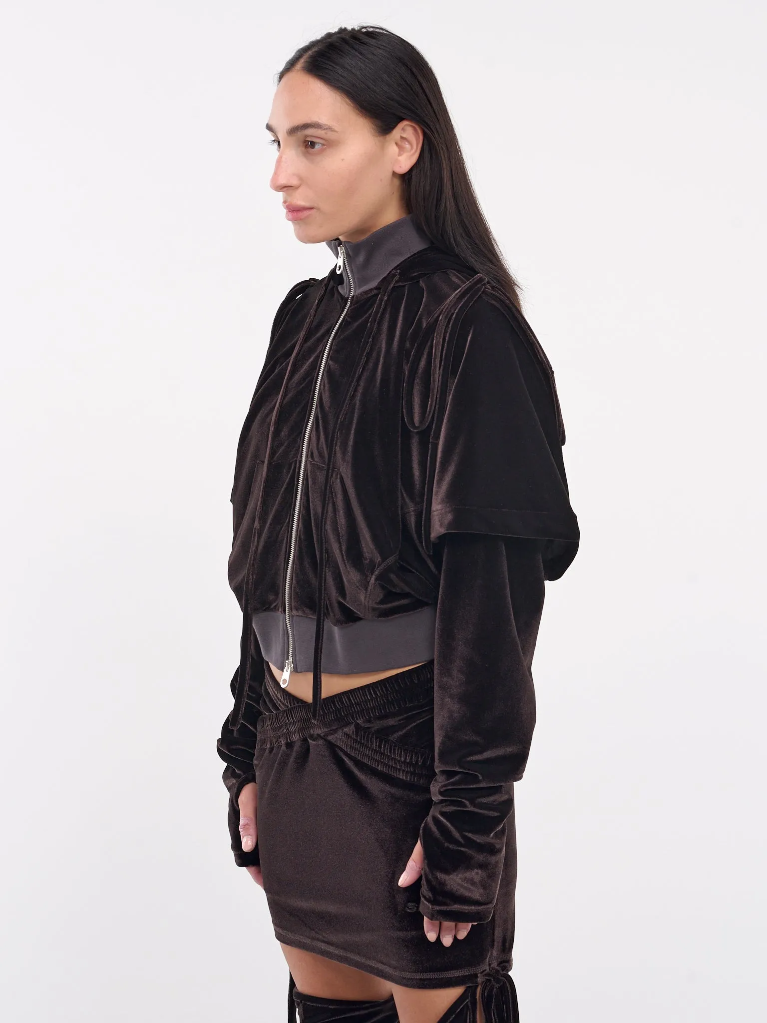 Sacha Velour Hoodie (497-729-BROWN)
