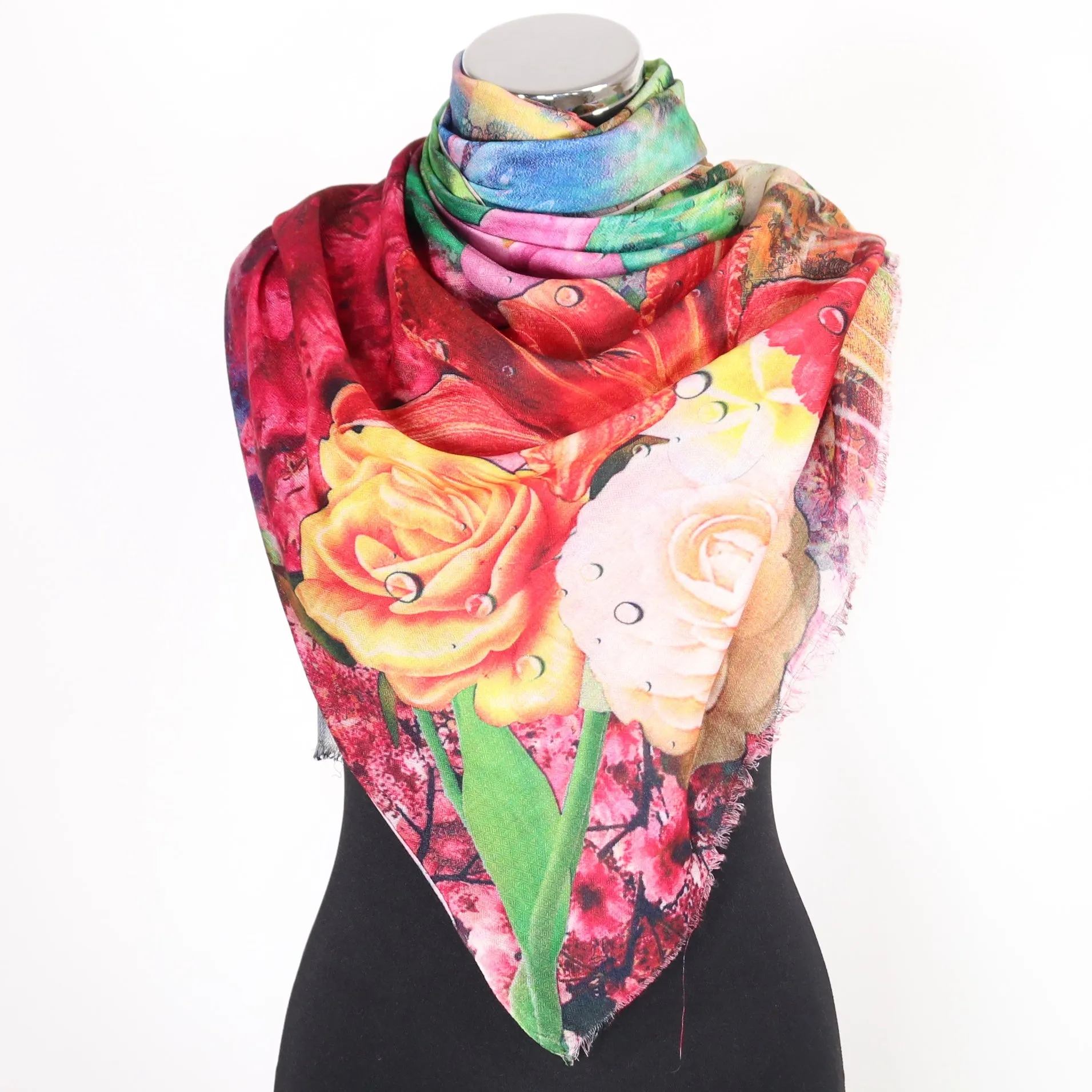 Scarf With Floral Digital Print