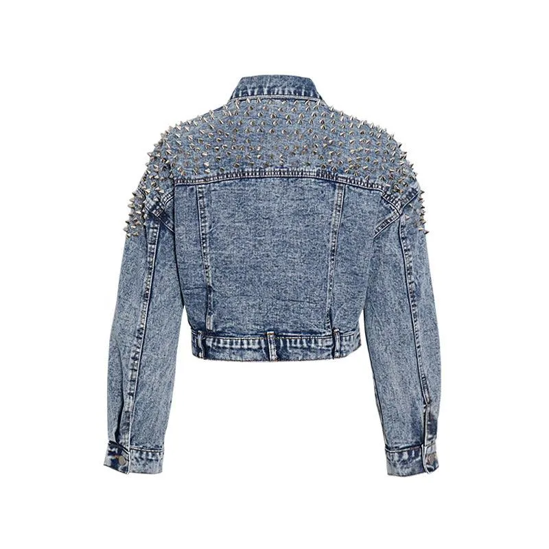 Short denim long-sleeved jacket