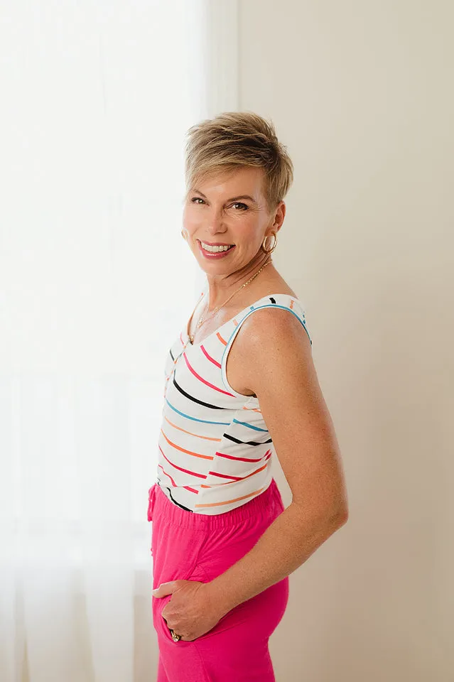U Neck Stripe Tank