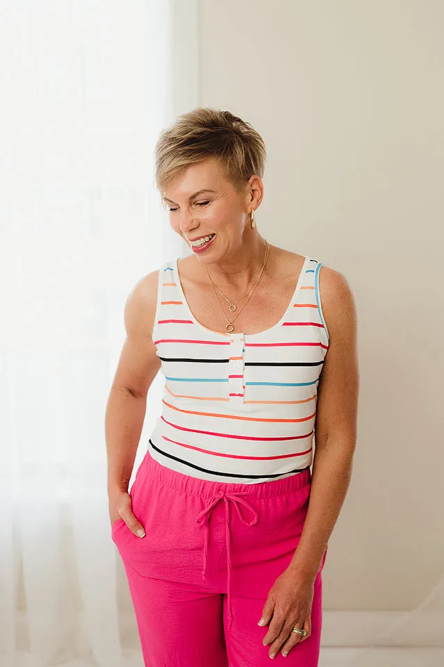 U Neck Stripe Tank