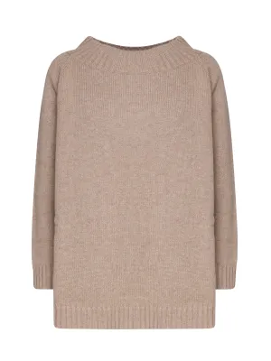 Wool and Cashmere Blend Round Collar Sweater