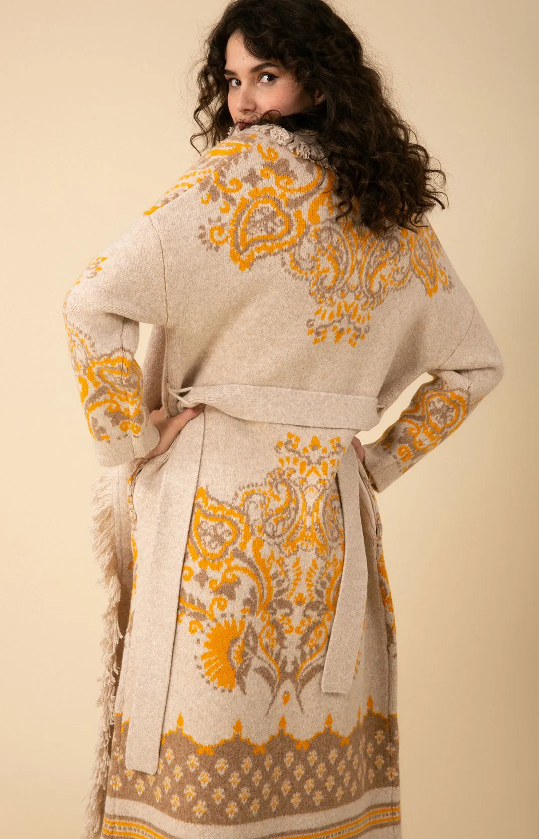 Zelie Wool Blend Wrap Midi Sweater