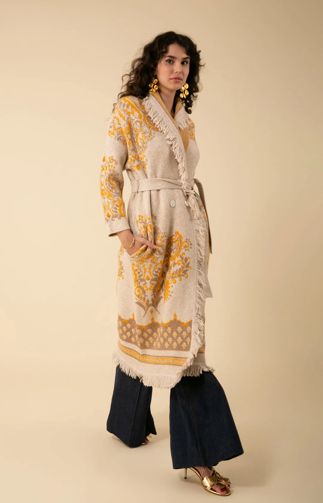 Zelie Wool Blend Wrap Midi Sweater
